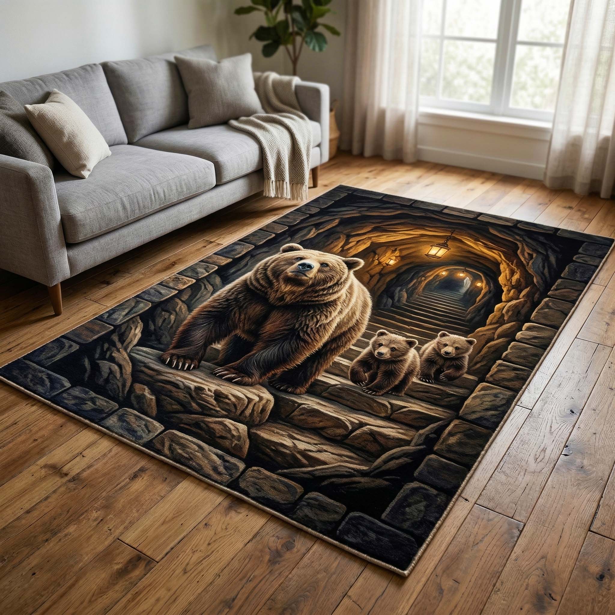 Den Family Area Rug - Non-Slip Washable 3D Print Rug for Living Room & BedroomTVC2108422