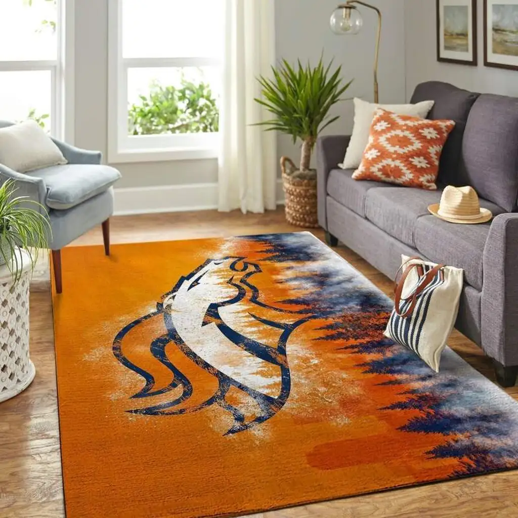 Denver Broncos Rug - Area for Dedicated Fans Blue and Orange