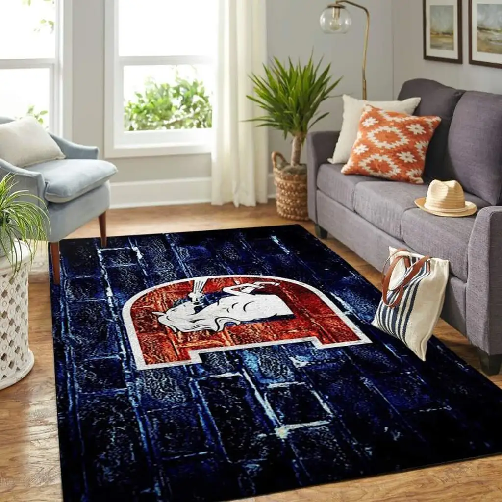 Denver Broncos Rug - Area for Living Room Decor Blue and Red