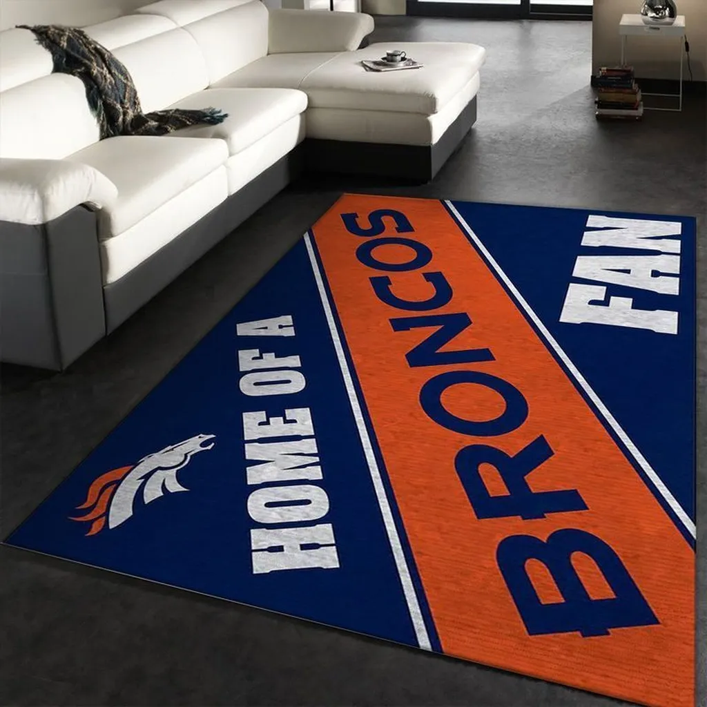 Denver Broncos Rug - Area for Living Room Fans Blue and Orange