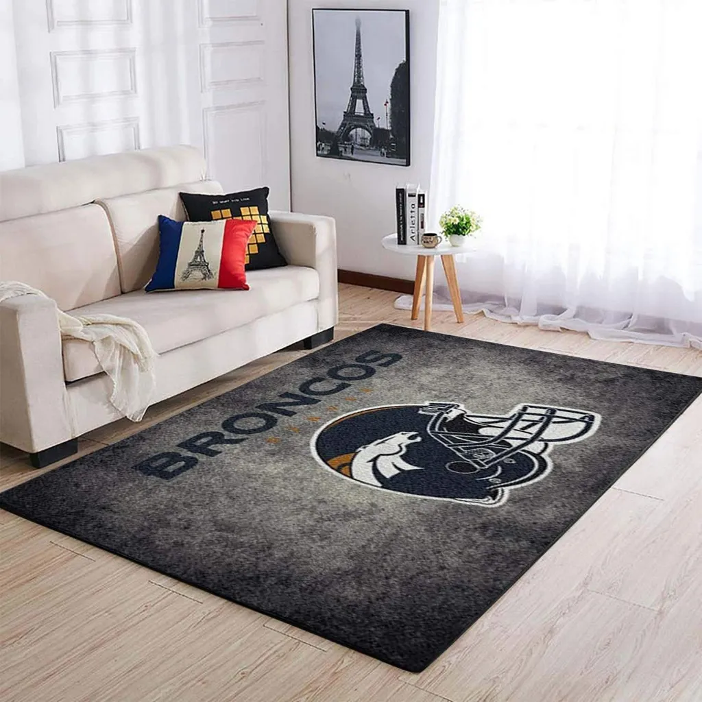 Denver Broncos Rug - Area Perfect for Living Room Decor Black and Gray