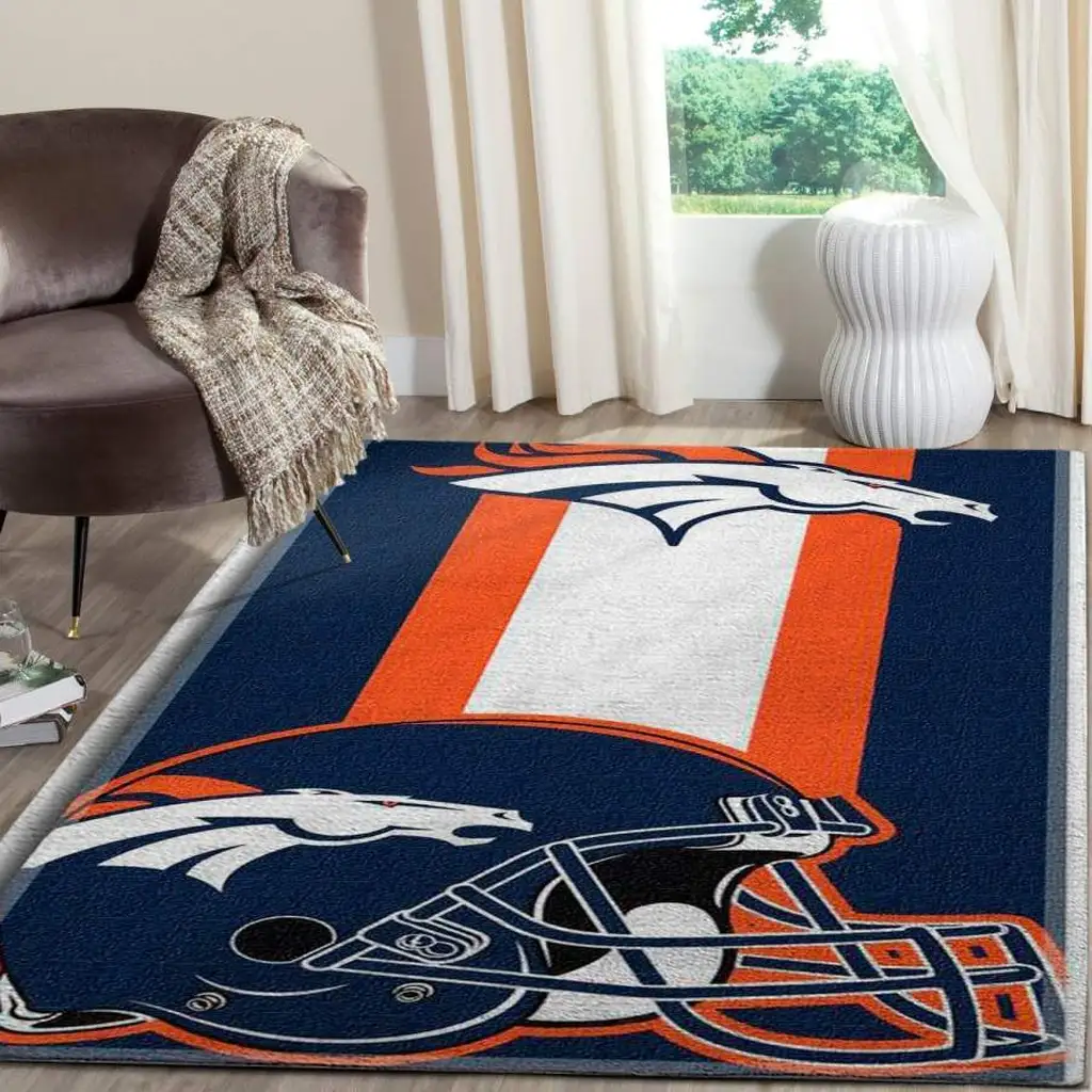 Denver Broncos Rug - Football Area Team Logo Carpet Black and Gray