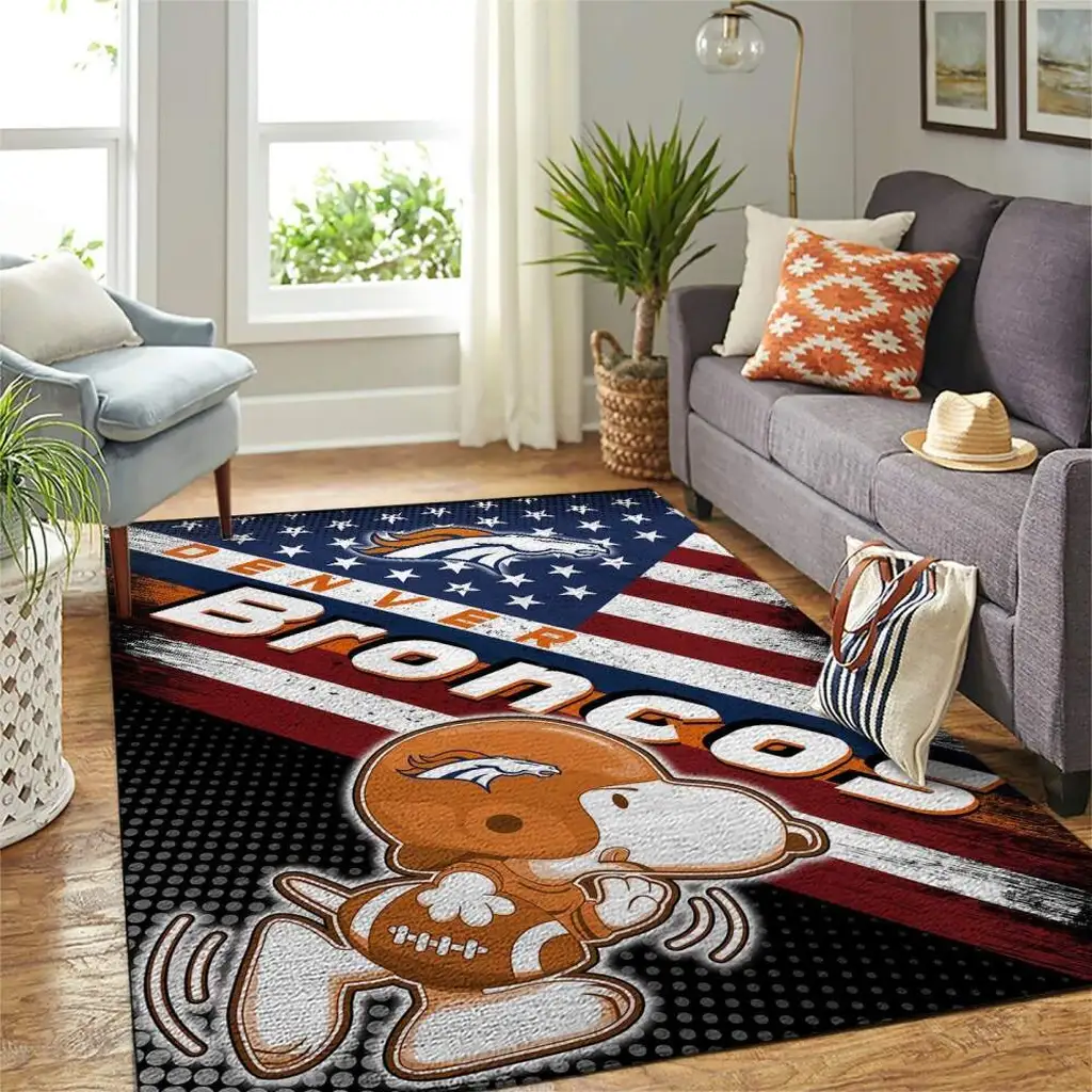 Denver Broncos Rug - NFL Football Area Carpet Orange and White