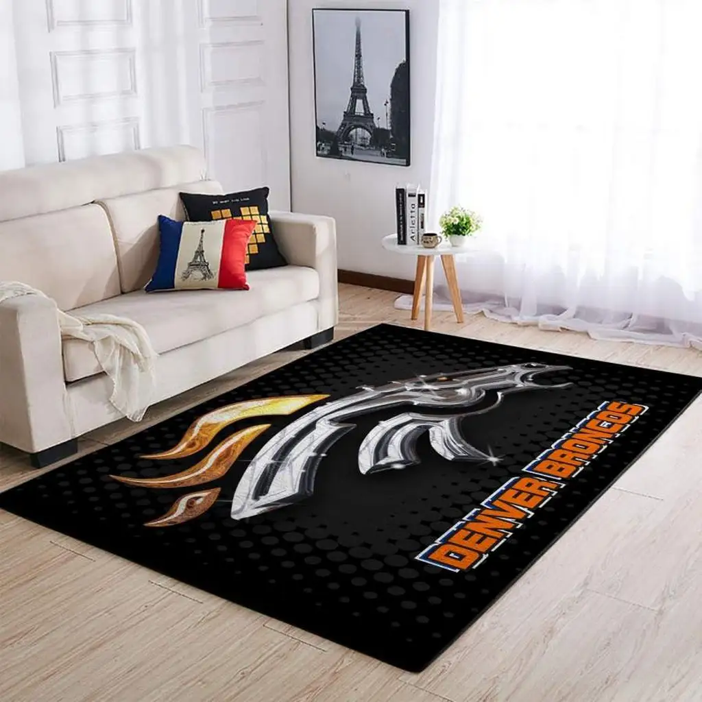 Denver Broncos Rug - NFL Team Logo Area for Home Decor Black and Orange