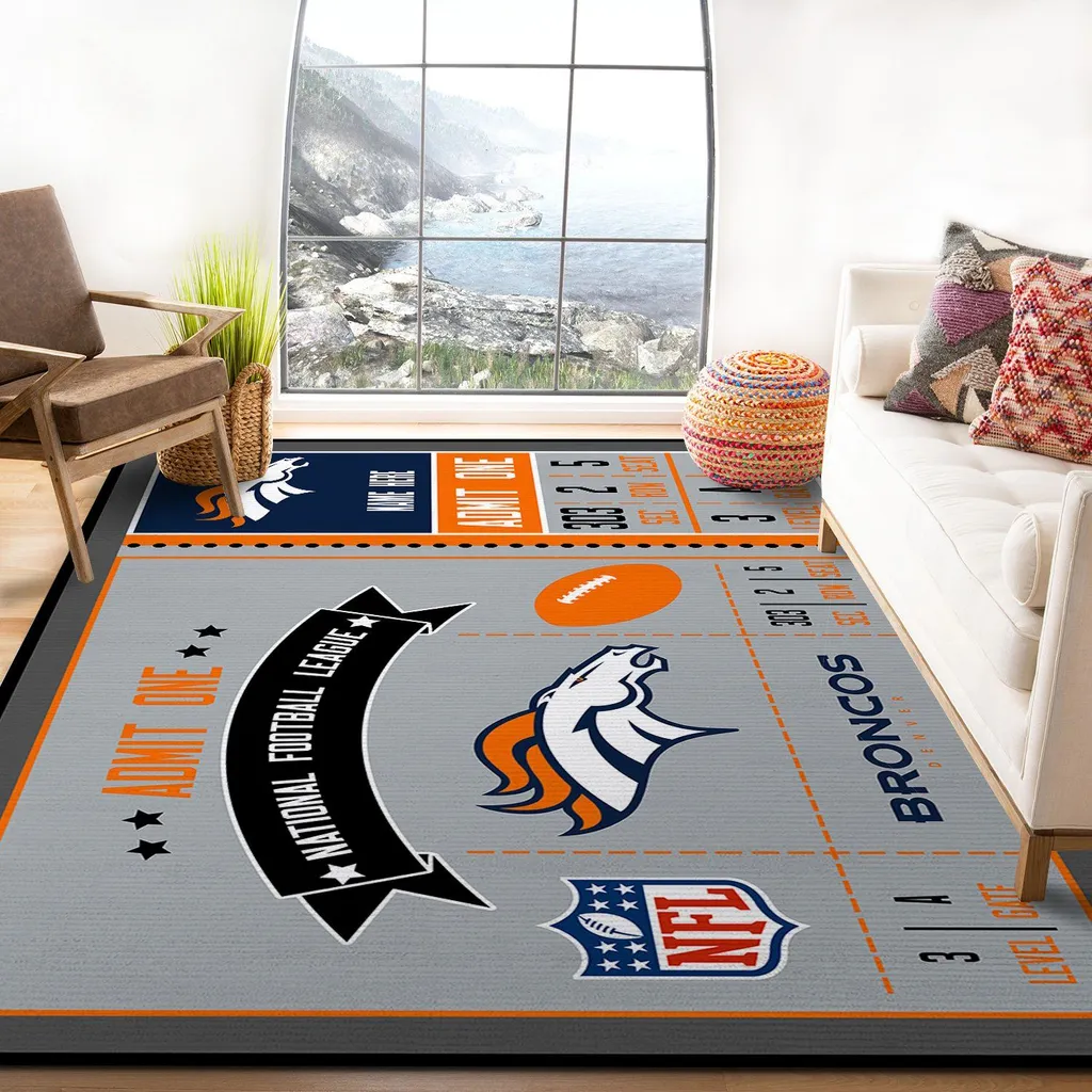 Denver Broncos Rug - NFL Ticket Style Area Carpet Orange and Gray
