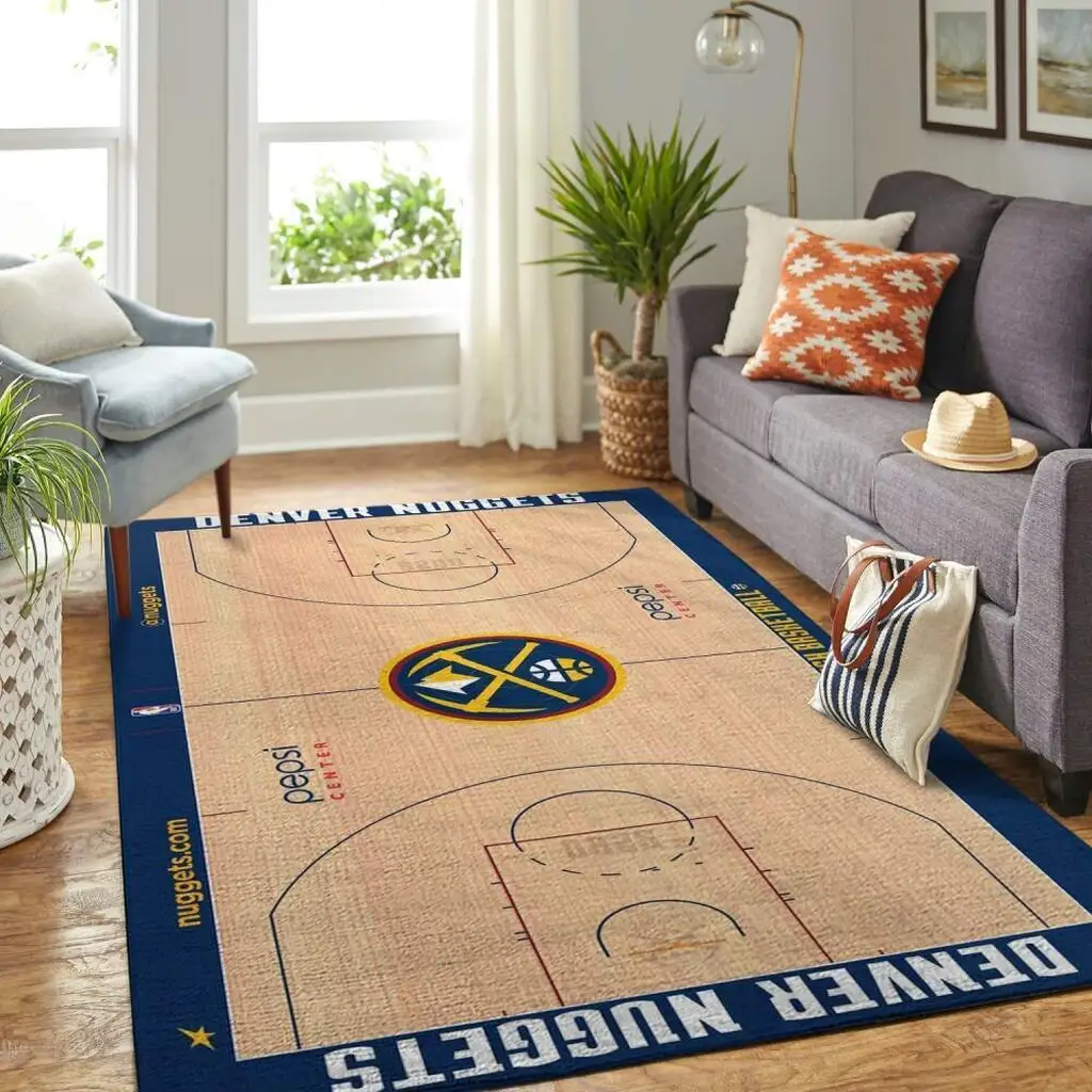 Denver Nuggets Rug - Area Basketball Court for Home Red and Gray