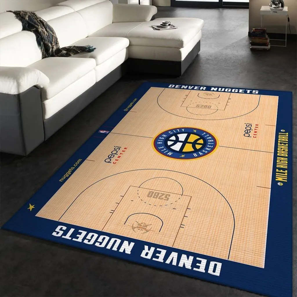 Denver Nuggets Rug - Basketball Area for Home Decor Yellow and Gray