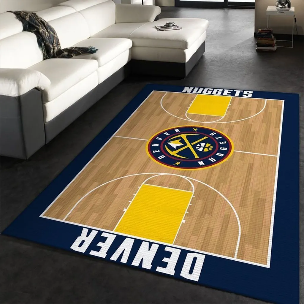 Denver Nuggets Rug - Basketball Court Floor Mat 60x84 inch Black and Yellow