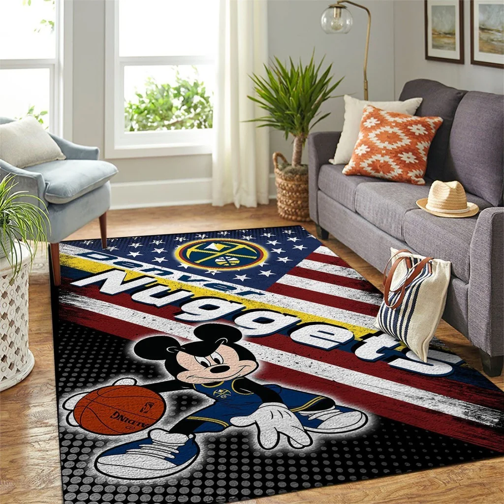 Denver Nuggets Rug - Basketball Mickey Mouse Kids Area Red and White