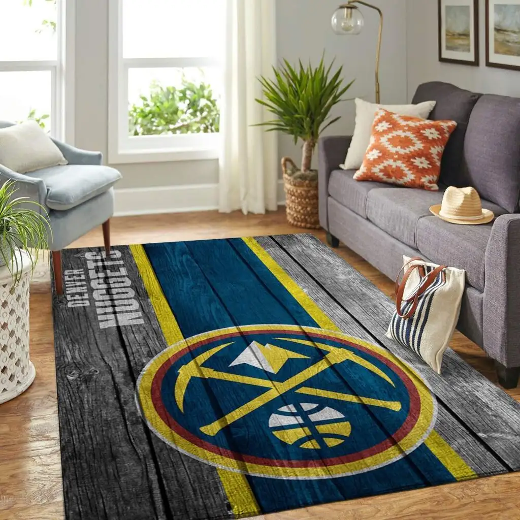 Denver Nuggets Rug - Hardwood Floor Design Area Black and White
