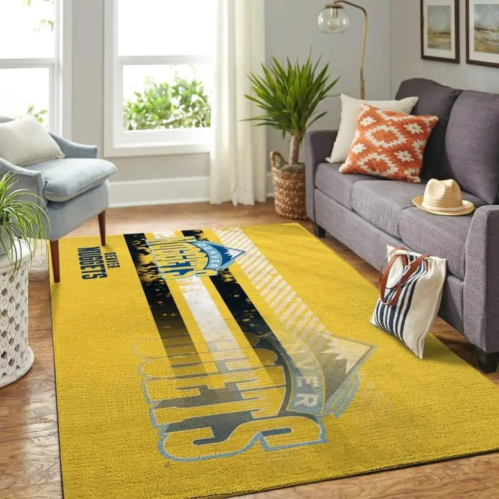 Denver Nuggets Rug - Team Logo Area for Living Room Decor Red and White