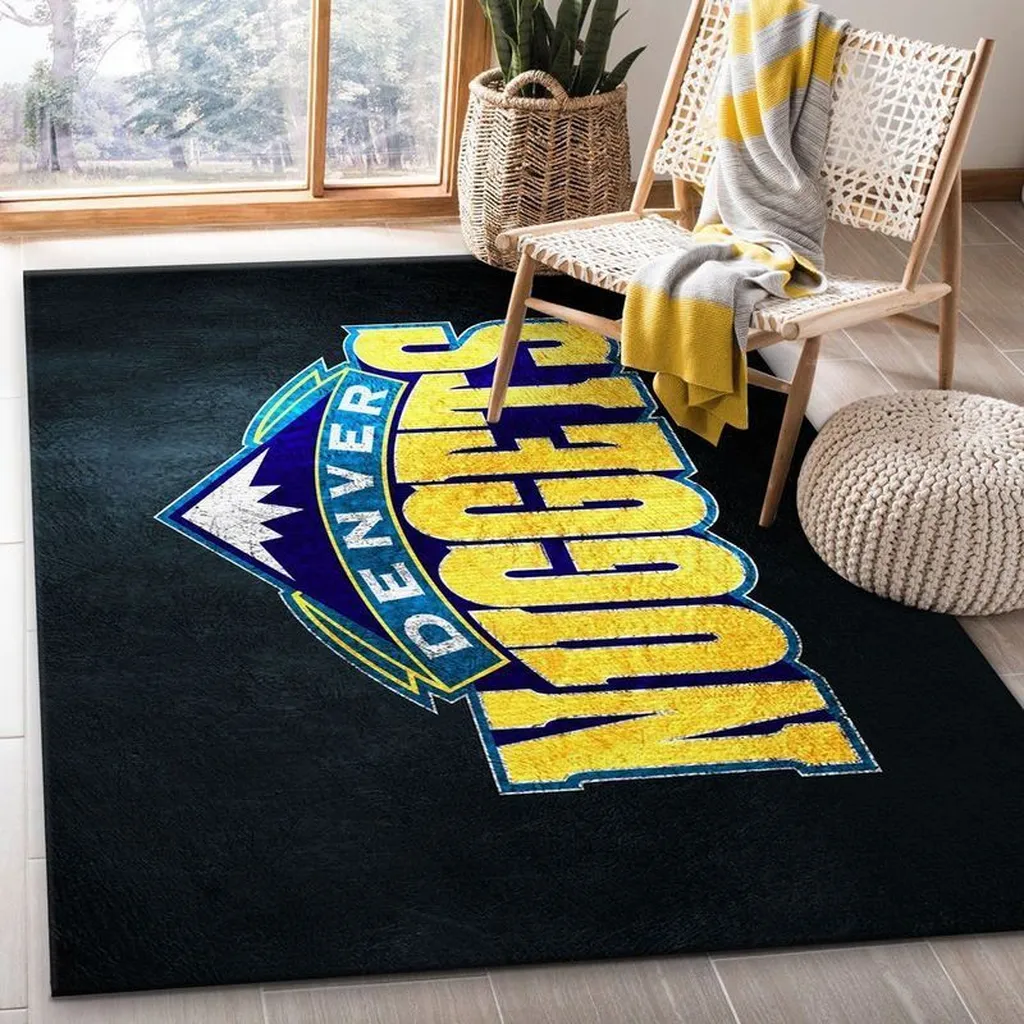 Denver Nuggets Rug - with Logo Perfect for Home Decor Fans Black and Yellow