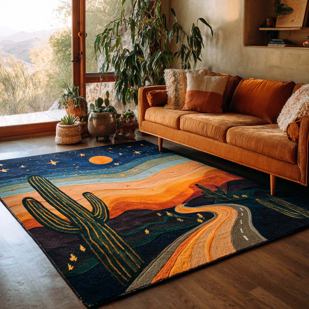 Desert Bloom Area Rug - Non-Slip Washable 3D Print Rug for Living Room & BedroomTVC2108216