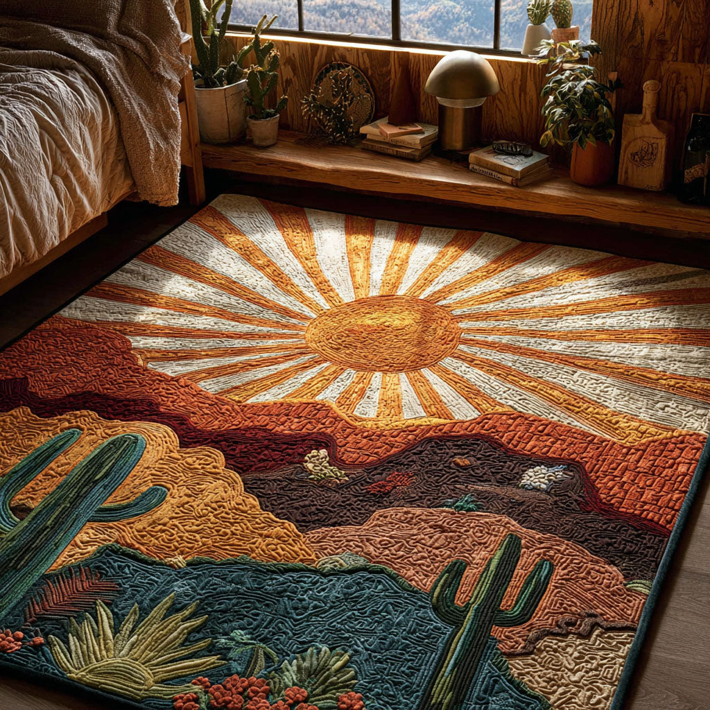 Desert Dawn Glow Area Rug - Non-Slip Washable 3D Print Rug for Living Room & BedroomTVC2108337