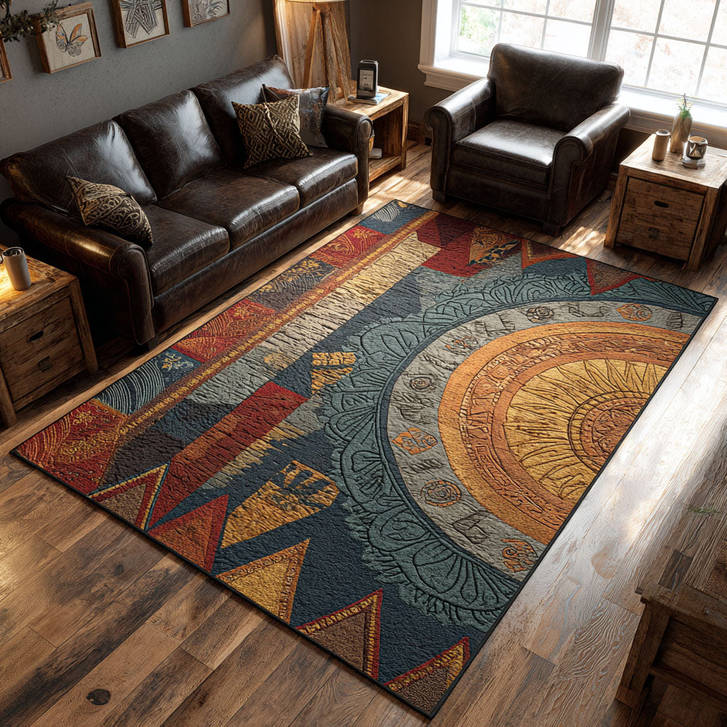 Desert Feather Circle Area Rug - Non-Slip Washable 3D Print Rug for Living Room & BedroomTVC2108337