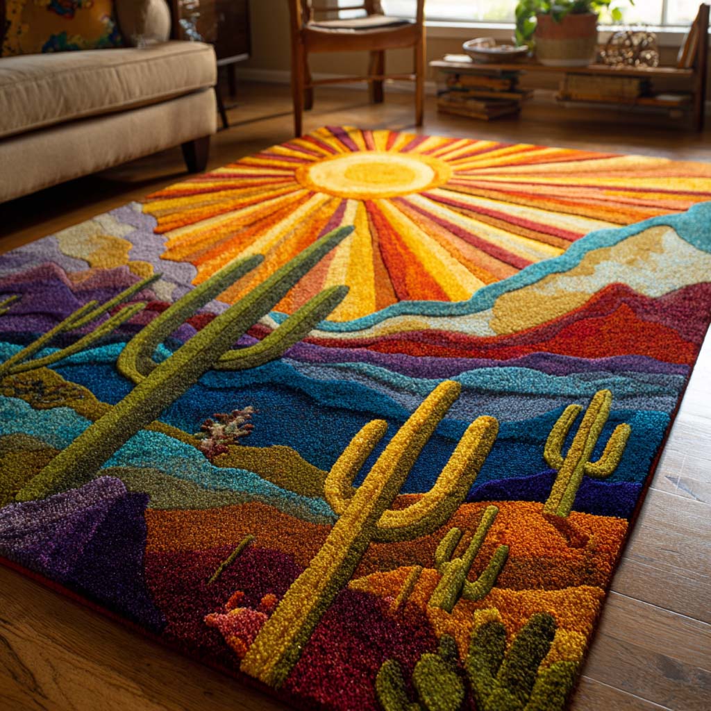 Desert Glow Area Rug - Non-Slip Washable 3D Print Rug for Living Room & BedroomTVC2108337
