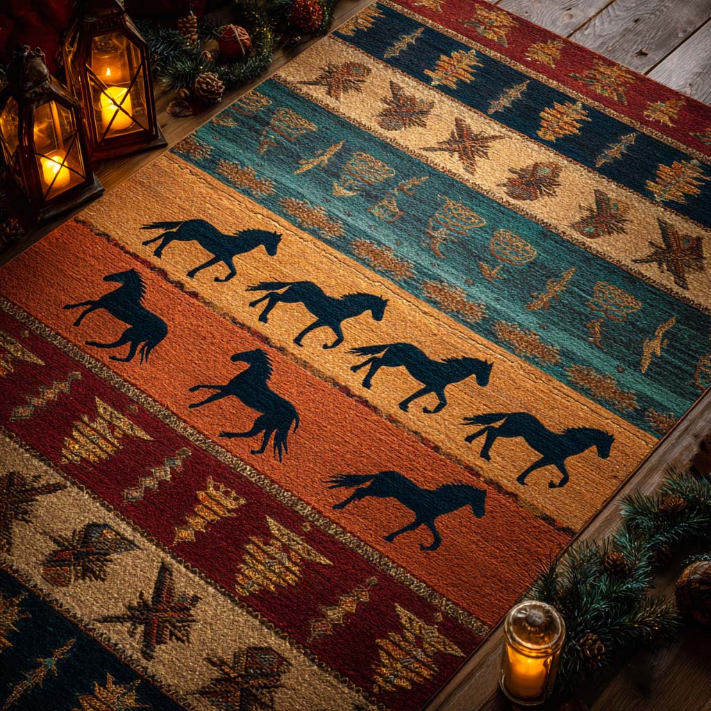 Desert Mustang Trail Area Rug - Non-Slip Washable 3D Print Rug for Living Room & BedroomTVC2108337