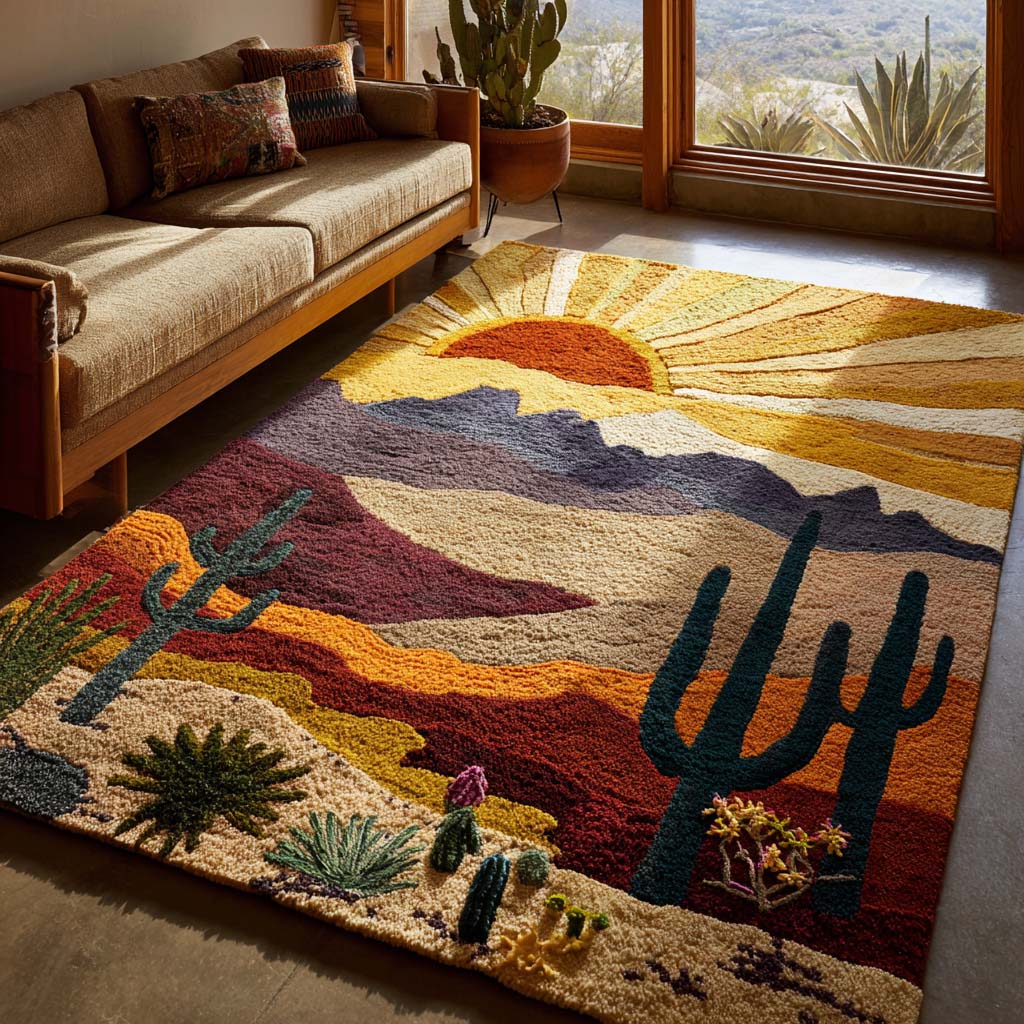 Desert Sunrise Area Rug - Non-Slip Washable 3D Print Rug for Living Room & BedroomTVC2108337