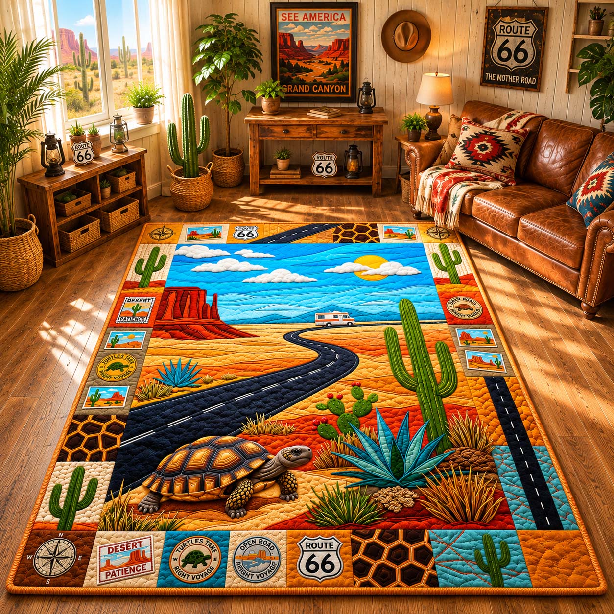 Desert Turtle Voyage Area Rug - Non-Slip Washable 3D Print Rug for Living Room & BedroomTVC2108421
