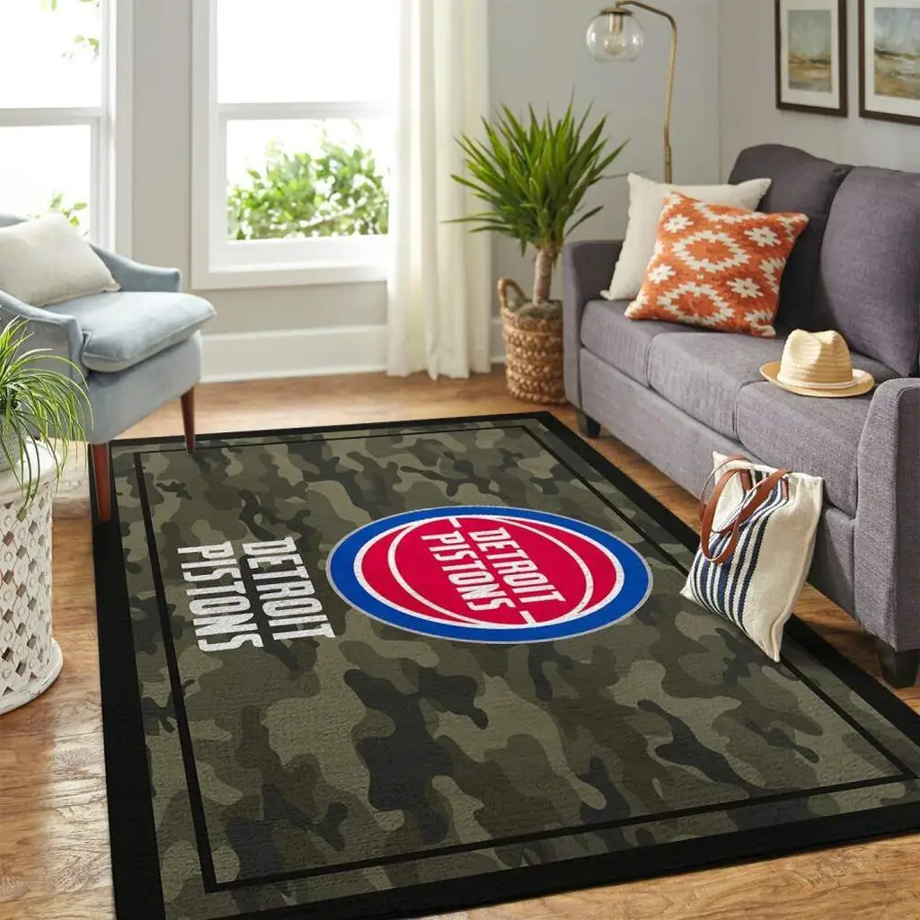 Detroit Pistons Rug - Perfect for Living Room Decor Yellow and Gray