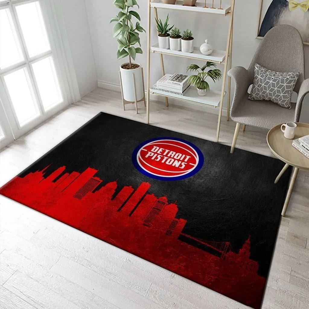 Detroit Pistons Rug - Skyline Area Floor Mat Black and Yellow