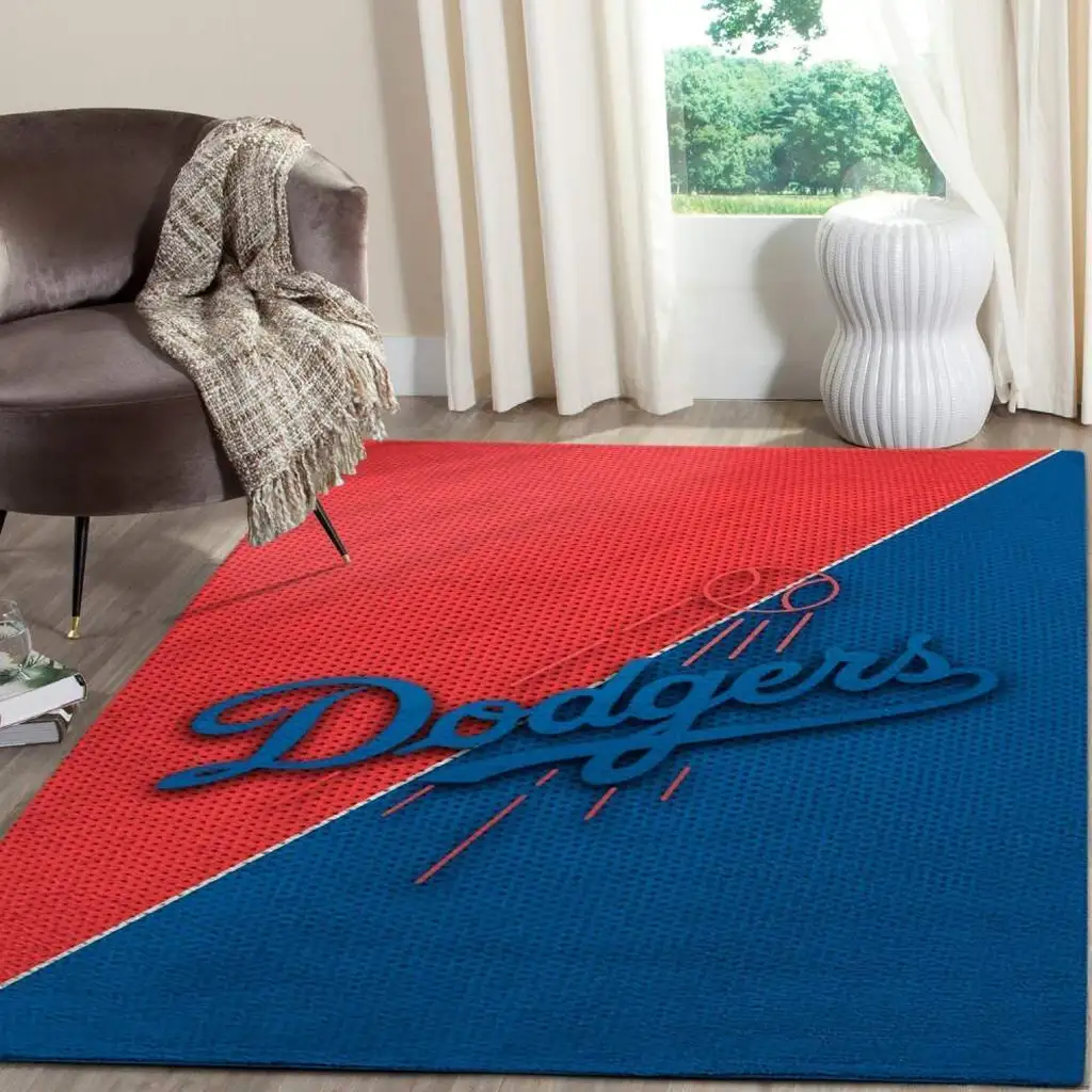 Dodgers Area Rug Perfect for Living Room Decor Blue and Red