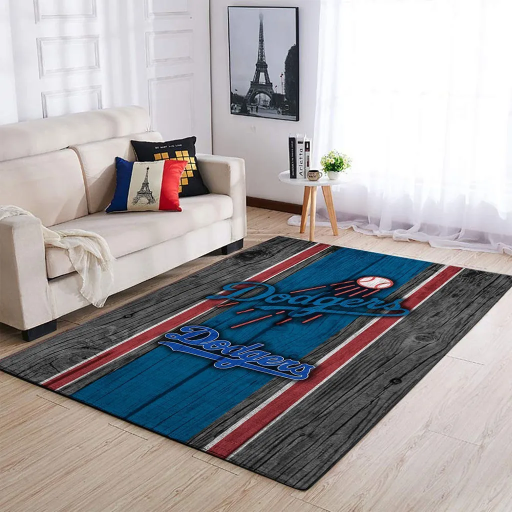 Dodgers Baseball Area Rug for Living Room Decor Blue and Gray