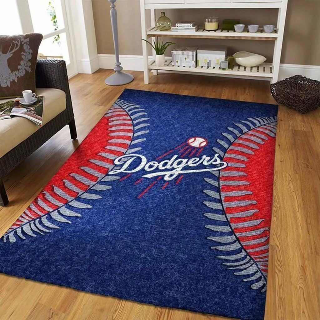 Dodgers Baseball Area Rug Home Decor Carpet Blue and Red