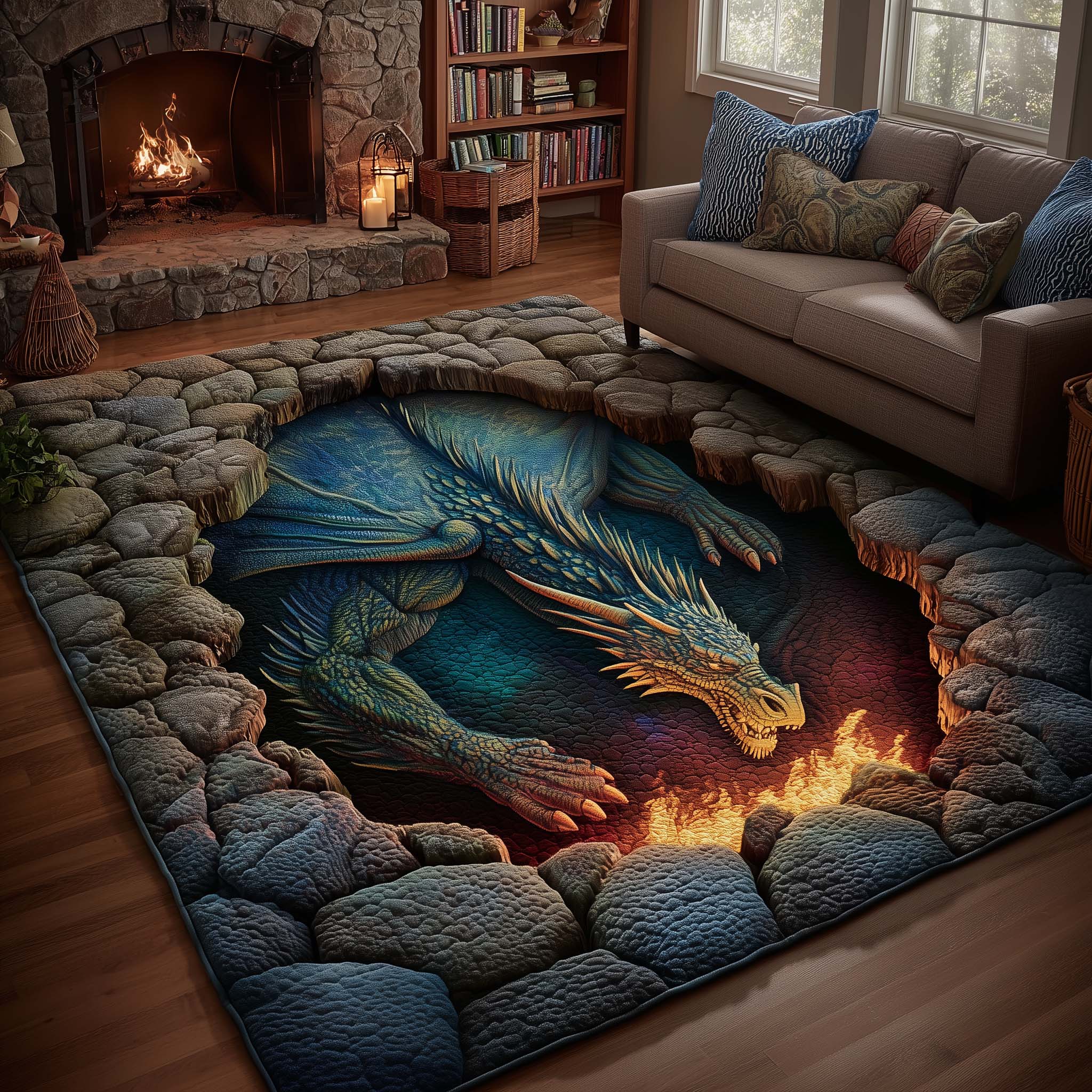 Dragon Area Rug - Non-Slip Washable 3D Print Rug for Living Room & BedroomTVC2108421
