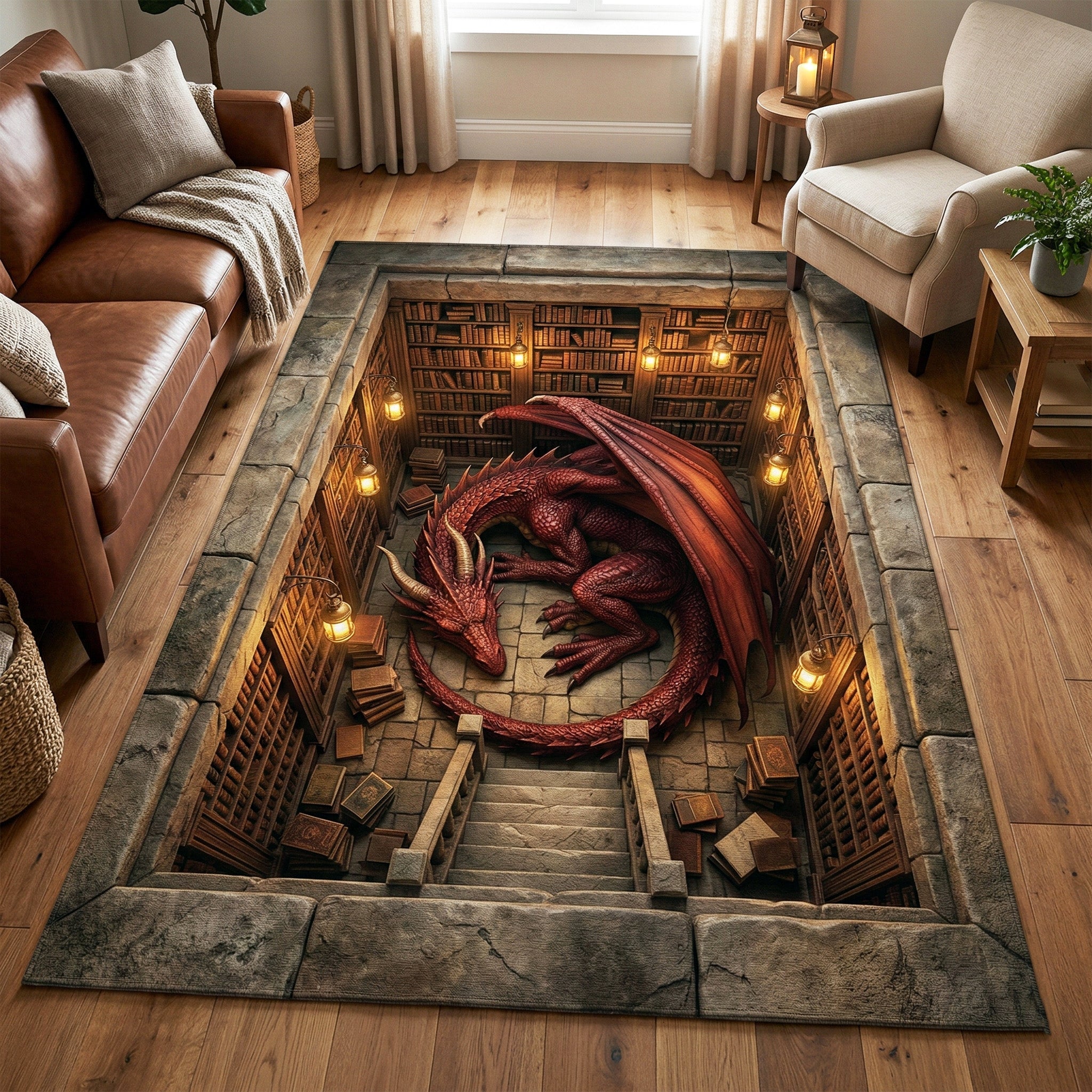 Dragon Lair Area Rug - Non-Slip Washable 3D Print Rug for Living Room & BedroomTVC2108336