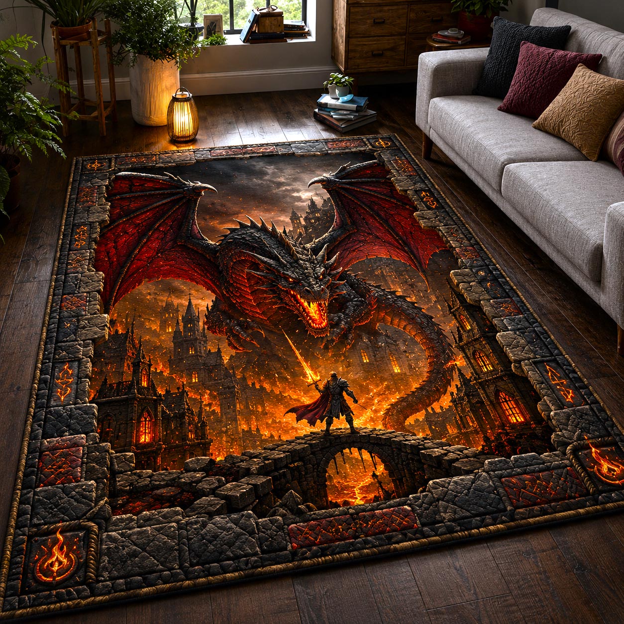 Dragon Legacy Area Rug - Non-Slip Washable 3D Print Rug for Living Room & BedroomTVC2108421