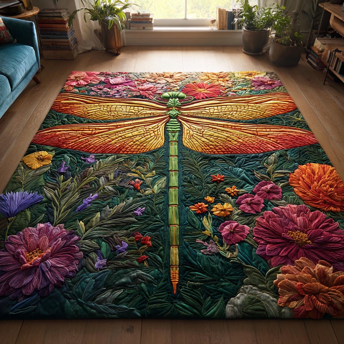 Dragonfly Calm Area Rug - Non-Slip Washable 3D Print Rug for Living Room & BedroomTVC2108336