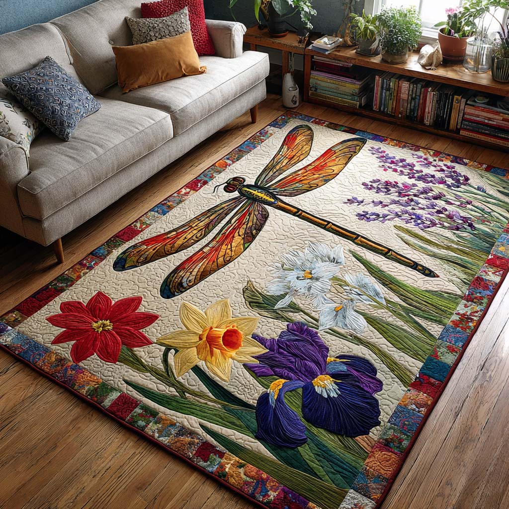 Dragonfly Garden Area Rug - Non-Slip Washable 3D Print Rug for Living Room & BedroomTVC2108336
