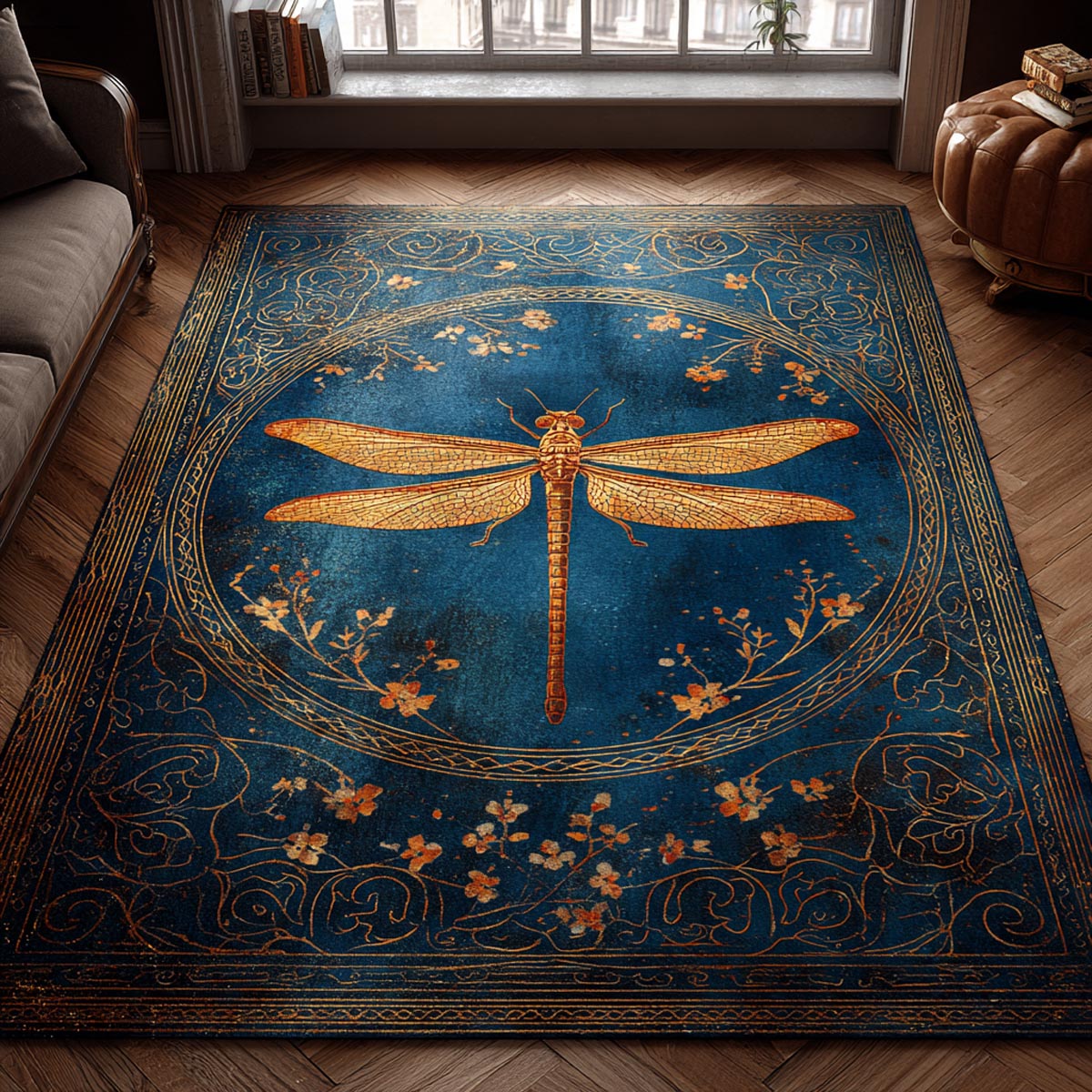 Dragonfly Glow Area Rug - Non-Slip Washable 3D Print Rug for Living Room & BedroomTVC2108215