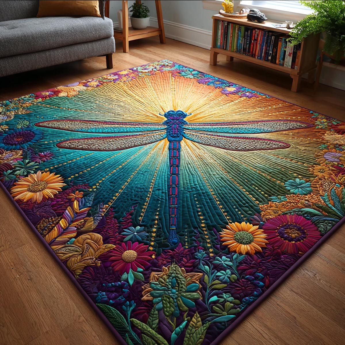 Dragonfly Grace Area Rug - Non-Slip Washable 3D Print Rug for Living Room & BedroomTVC2108336