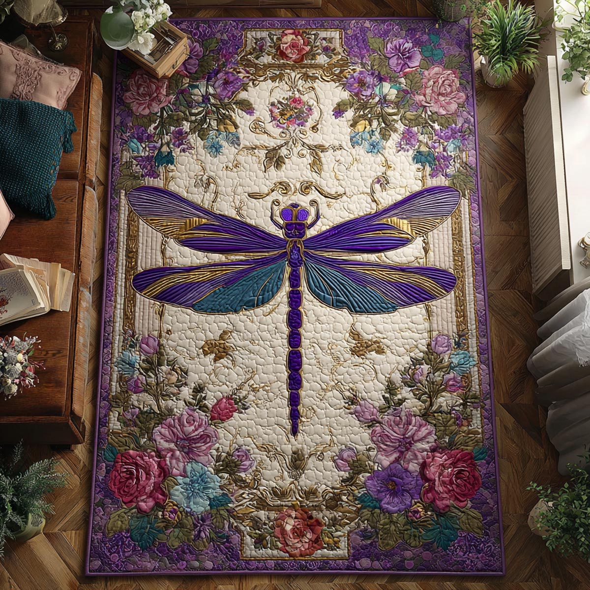 Dragonfly Haven Area Rug - Non-Slip Washable 3D Print Rug for Living Room & BedroomTVC2108336