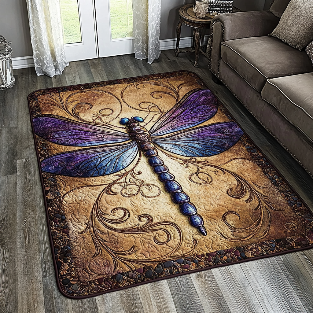 Dragonfly Light Area Rug - Non-Slip Washable 3D Print Rug for Living Room & BedroomTVC2108335