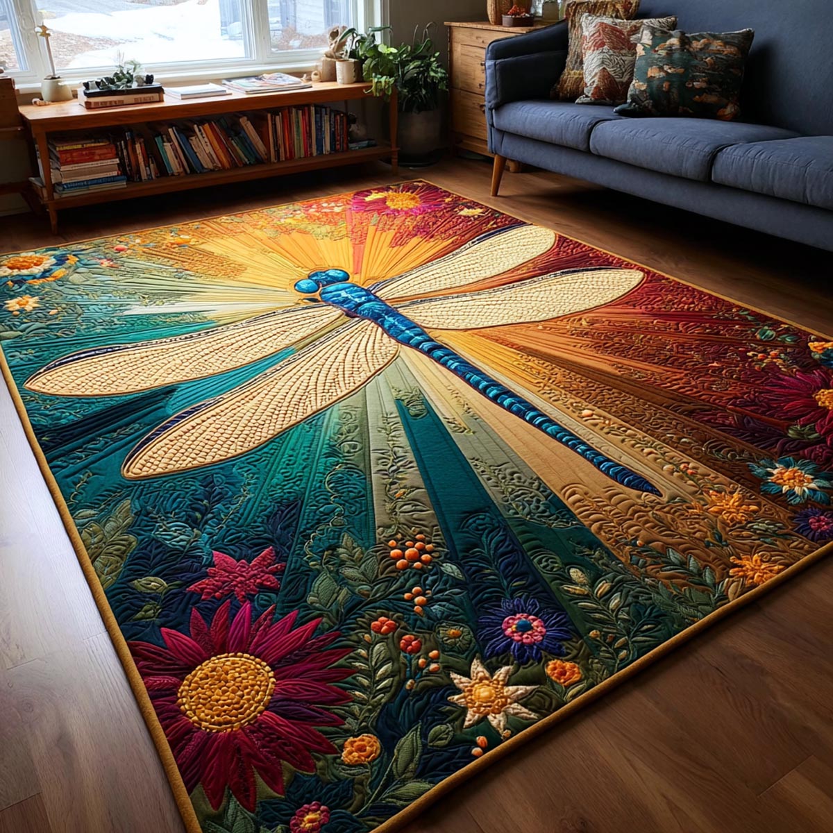 Dragonfly Peace Area Rug - Non-Slip Washable 3D Print Rug for Living Room & BedroomTVC2108335