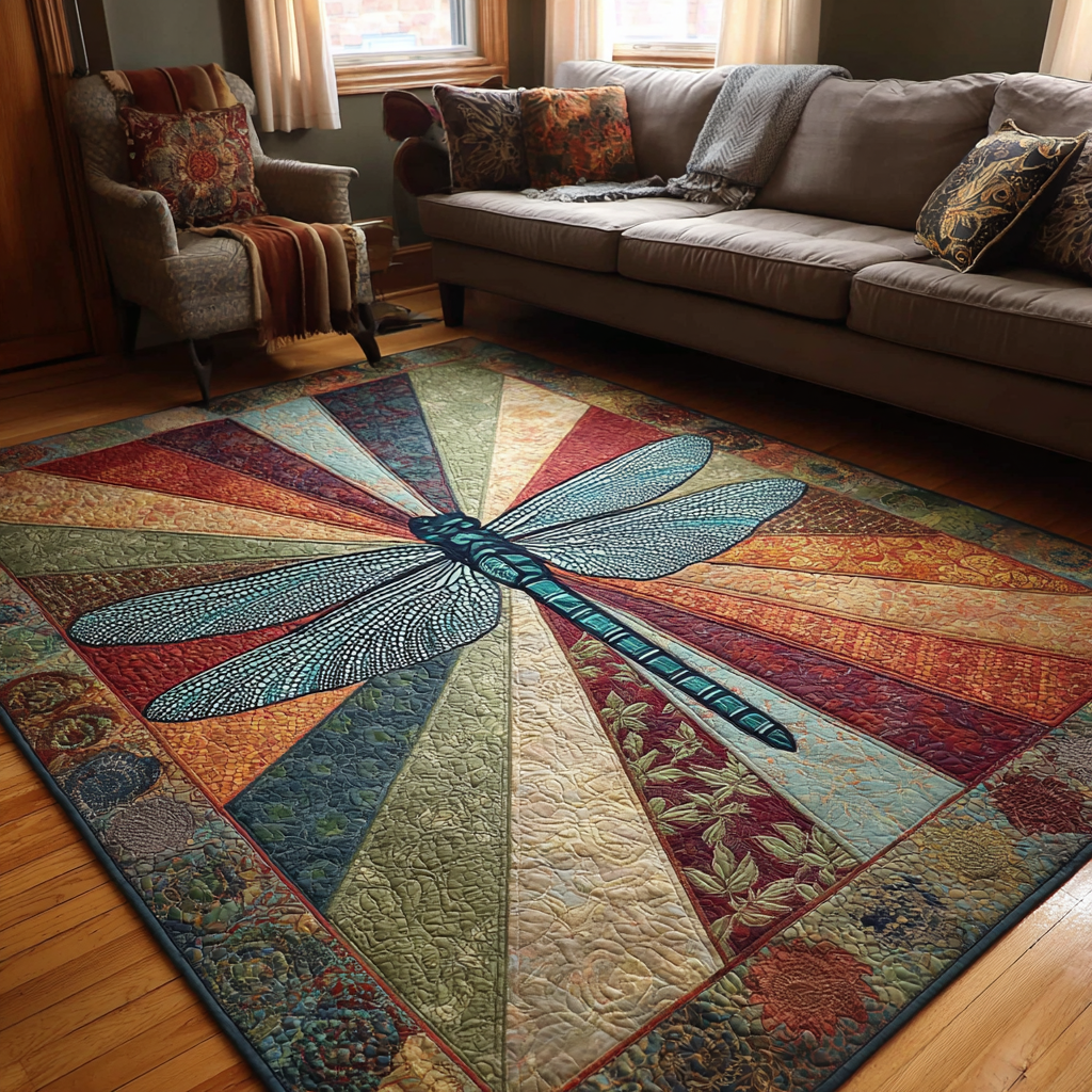 Dragonfly Shine Area Rug - Non-Slip Washable 3D Print Rug for Living Room & BedroomTVC2108335