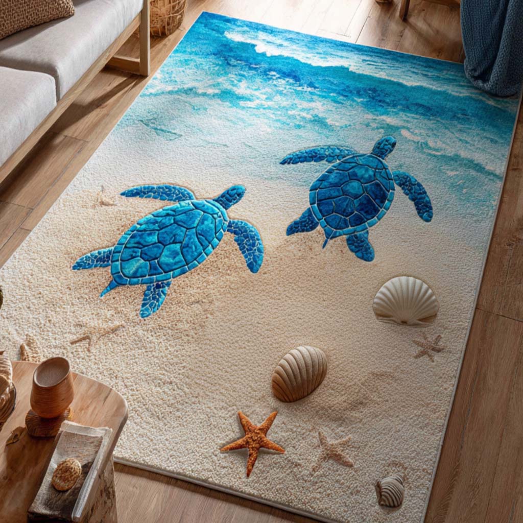 Dream Turtle Area Rug - Non-Slip Washable 3D Print Rug for Living Room & BedroomTVC2108335