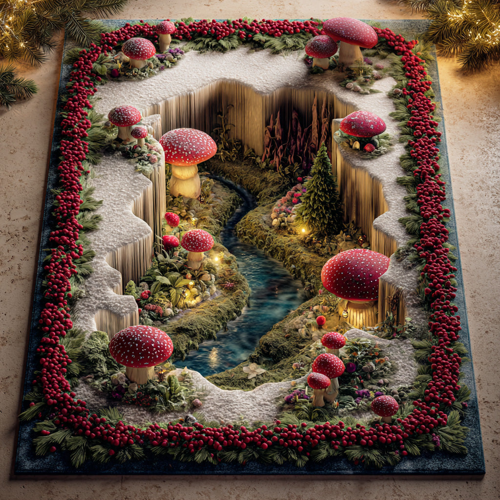 Dreamcap Fungi Garden Area Rug - Non-Slip Washable 3D Print Rug for Living Room & BedroomTVC2108335