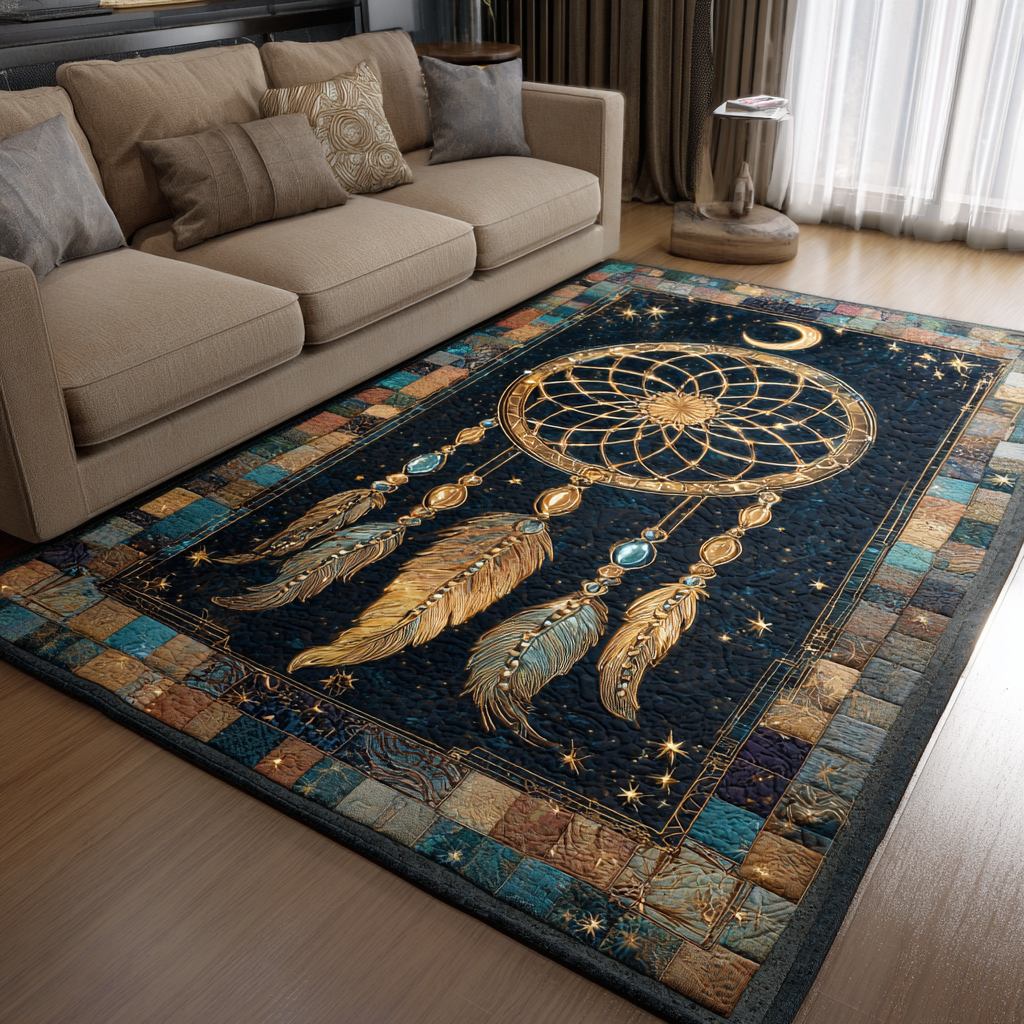 Dreamcatcher Glow Area Rug - Non-Slip Washable 3D Print Rug for Living Room & BedroomTVC2108335