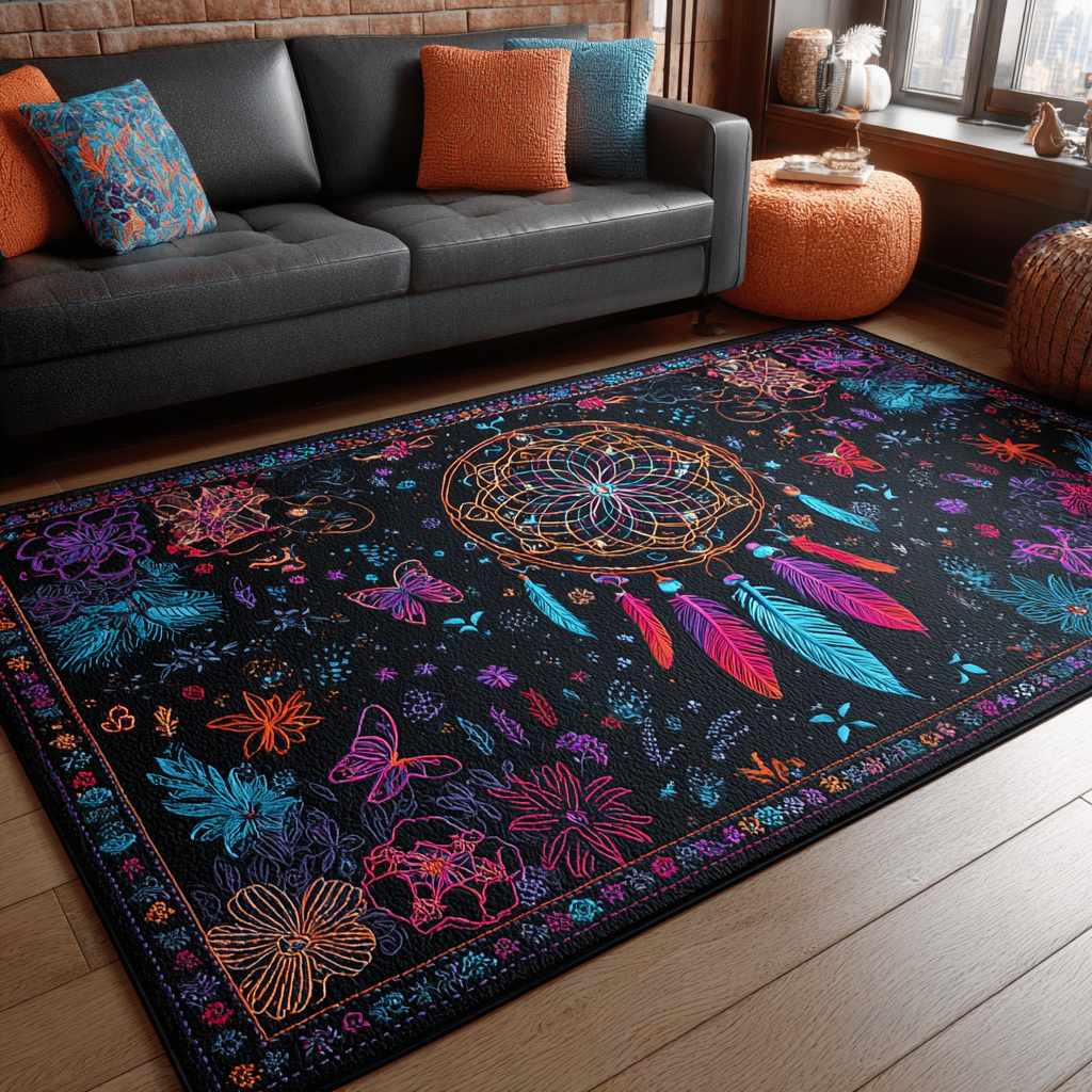 Dreamcatcher Spirit Area Rug - Non-Slip Washable 3D Print Rug for Living Room & BedroomTVC2108334