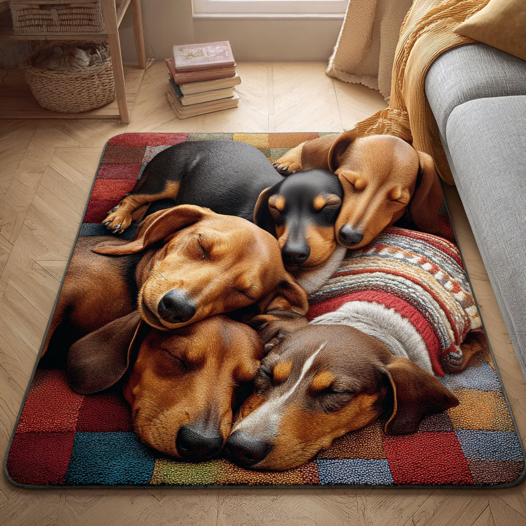 Dreamy Doxie Area Rug - Non-Slip Washable 3D Print Rug for Living Room & BedroomTVC2108334