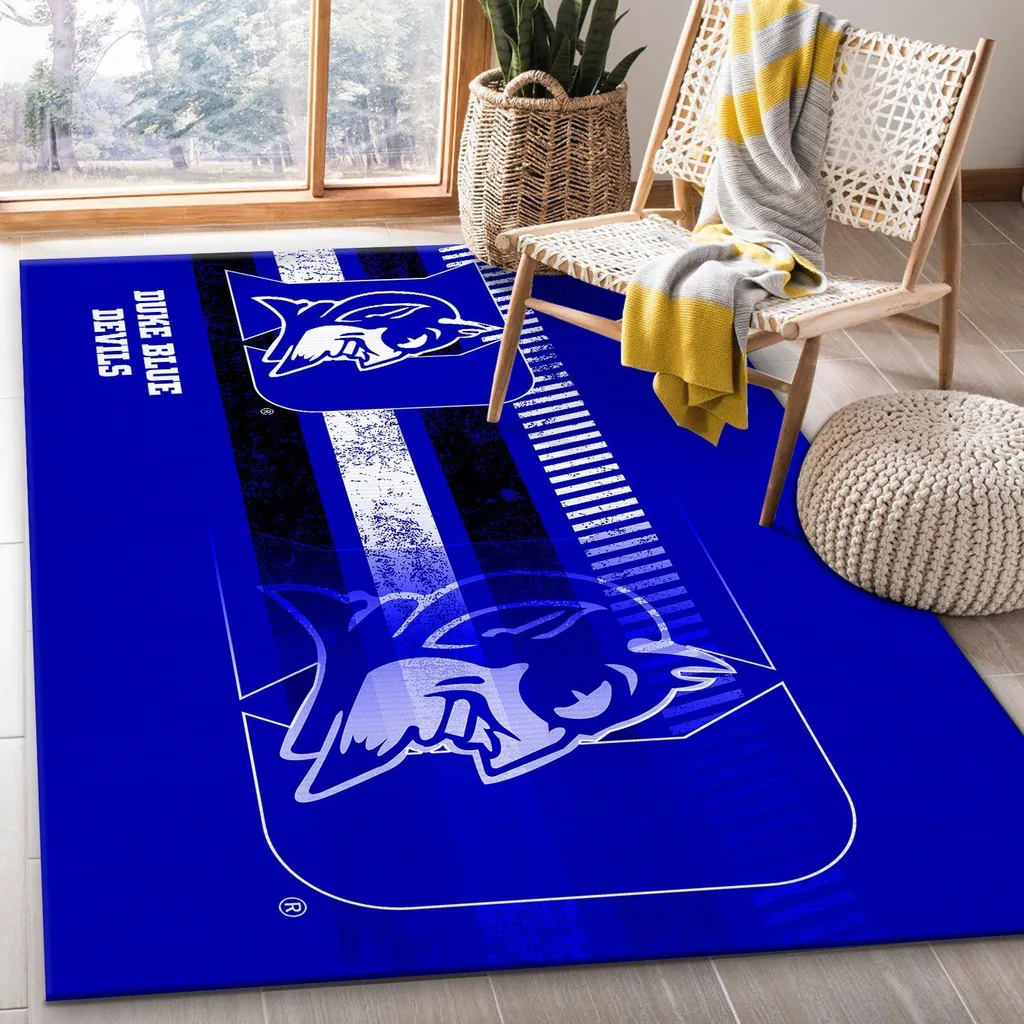 Duke Devils Area Rug for Home Decor Blue and White