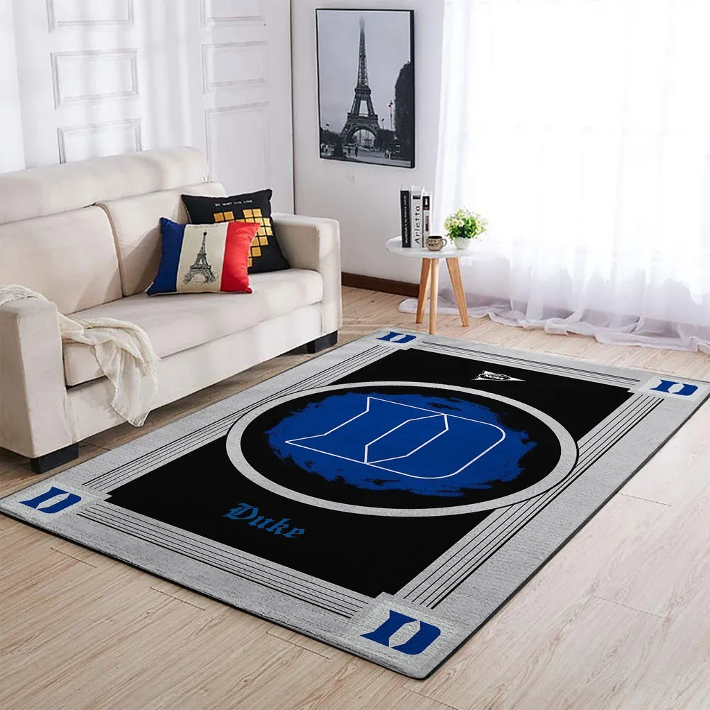 Duke Devils Rug for Living Room Decor Black and Blue
