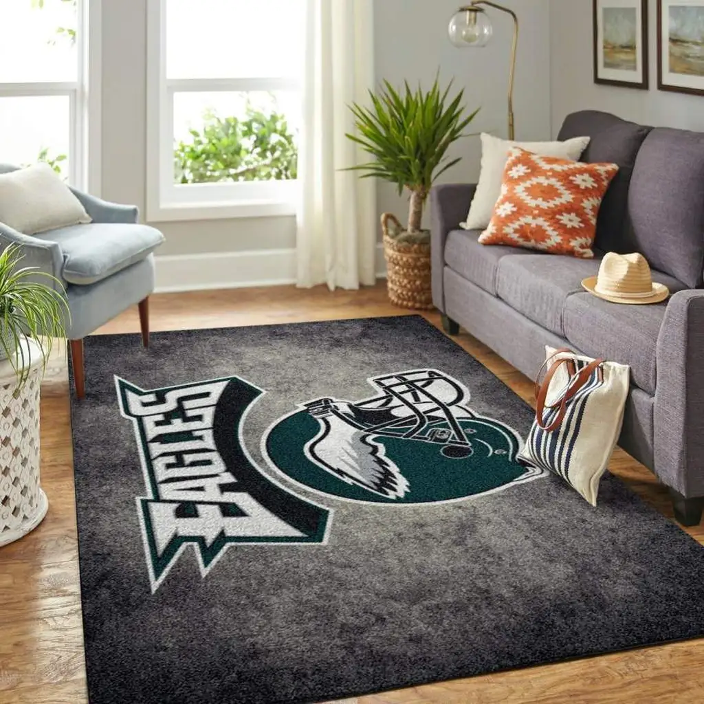 Eagles Team Logo Rug for Stylish Living Room Decor Black and Green