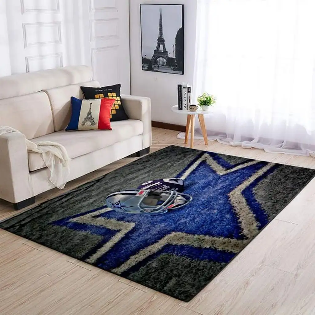 Eagles Wood Plank Area Rug for Living Room Decor Blue and Gray