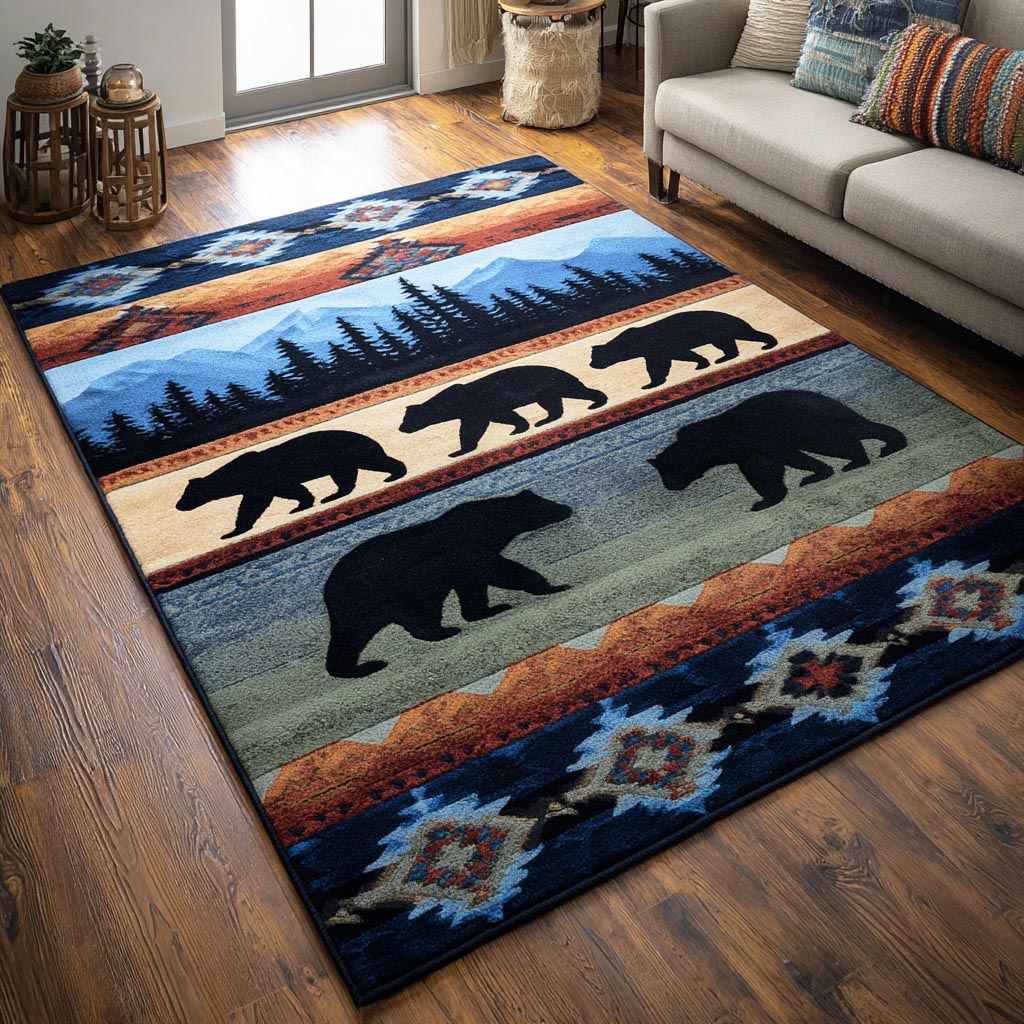 Earth Bear Area Rug - Non-Slip Washable 3D Print Rug for Living Room & BedroomTVC2108334