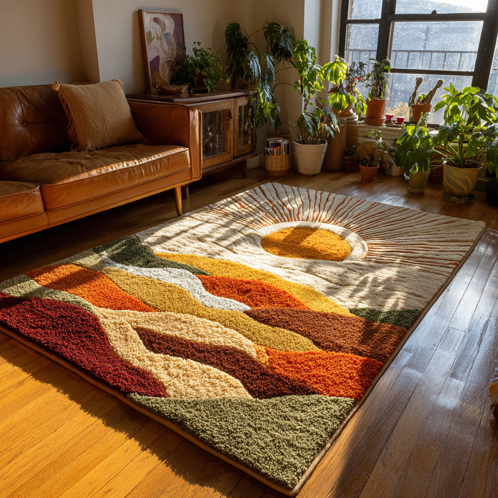 Earthlight Rise Area Rug - Non-Slip Washable 3D Print Rug for Living Room & BedroomTVC2108333